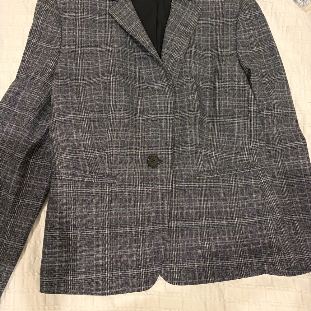 Ann Taylor Charcoal Plaid Blazer